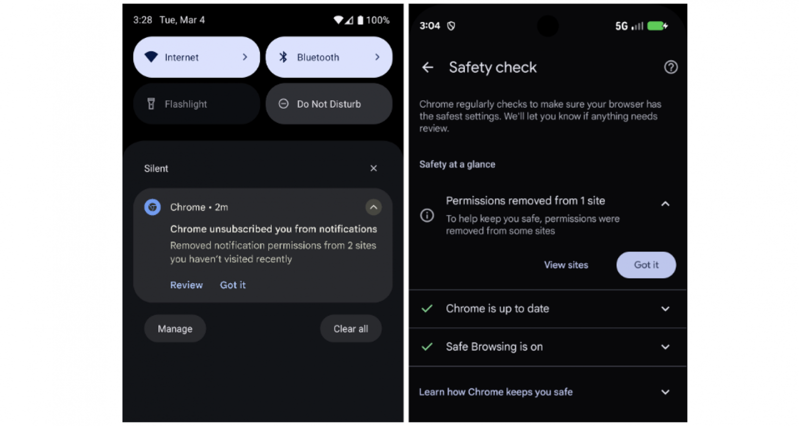 Google Chrome notification permissions revoked